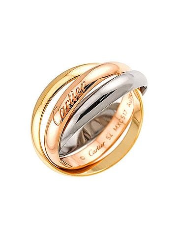 Cartier Cartier Trinity MM #54 Ring, 18K Yellow Gold, White Pink Triple Band, Three Colors, 750 Gold. (view 1)
