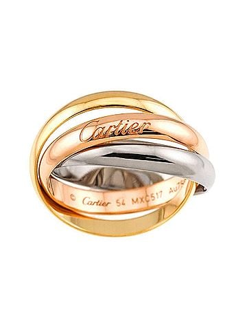 Cartier Cartier Trinity MM #54 Ring, 18K Yellow Gold, White Pink Triple Band, Three Colors, 750 Gold. (view 2)
