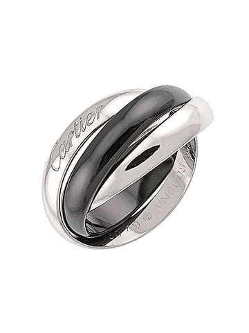 Cartier Cartier Trinity MM #49 Ring, Ceramic, 18K White Gold, Triple Band, 750 Gold. (view 1)