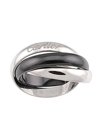 Cartier Cartier Trinity MM #49 Ring, Ceramic, 18K White Gold, Triple Band, 750 Gold. (view 2)