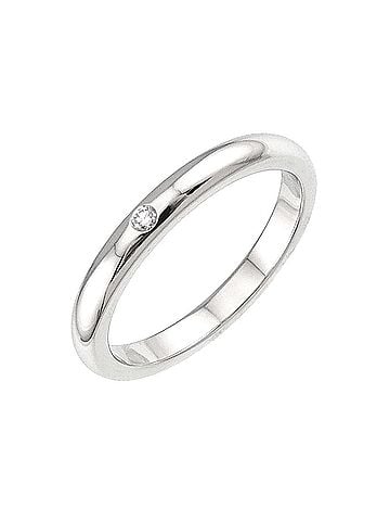 Tiffany & Co. Tiffany &amp; Co. Stacking Band Ring, 1 Diamond, Platinum. (view 1)