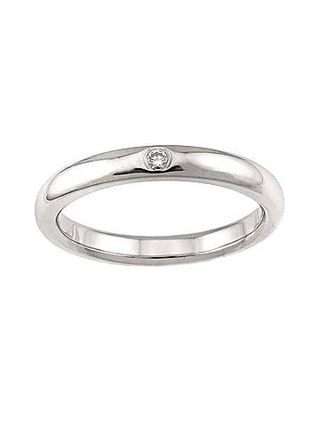 Tiffany & Co. Tiffany &amp; Co. Stacking Band Ring with 1 Diamond, Platinum. (view 2)