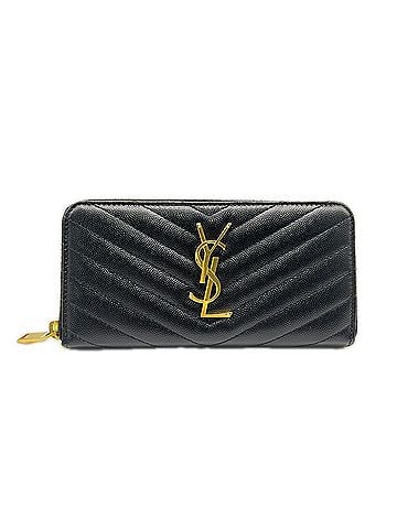Saint Laurent SAINT LAURENT Calf Leather Full Zip Wallet 358094 Long Black Women's (view 1)