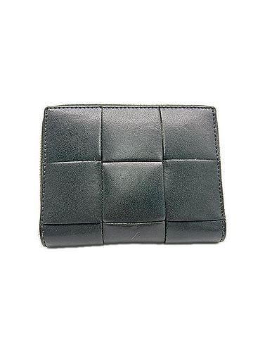 Bottega Veneta BOTTEGA VENETA Maxi Intrecciato Cassette Compact Wallet 750252 Bi-fold Dark Green Lambskin Men's (view 1)
