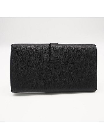 Saint Laurent SAINT LAURENT YSL Line Large Flap Wallet 414567 Long Black Grained Calf Leather Women's (view 2)