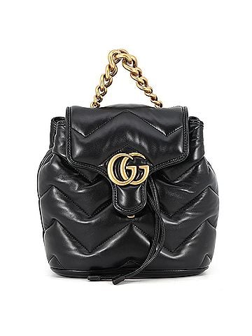 Gucci Gucci GG Marmont Leather Backpack 777253, GUCCI Handbag, Black, Handbag for Women, (view 1)