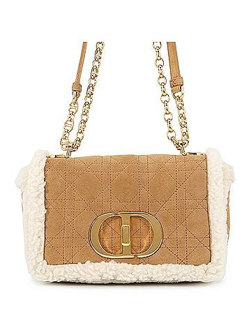 Christian Dior Christian Dior shoulder bag, Caro Cannage, shearling and mouton, M9241UMMN, sale item, handbag, (view 1)