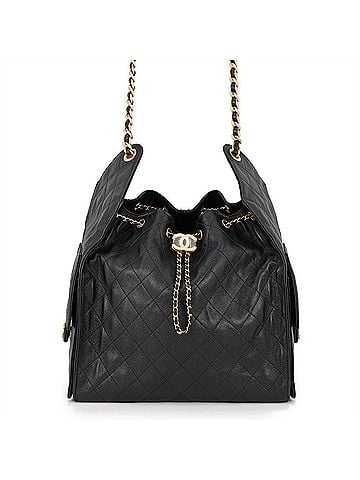 Chanel Chanel Chain Shoulder Bag CHANEL25 Medium Coco Mark Matelassé Caviar Skin AS5311 CHANEL Black Handbag Women's (view 1)