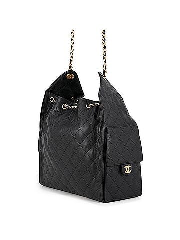 Chanel Chanel Chain Shoulder Bag CHANEL25 Medium Coco Mark Matelassé Caviar Skin AS5311 CHANEL Black Handbag Women's (view 2)