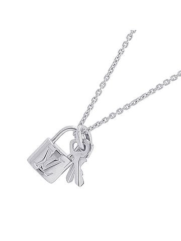 Louis Vuitton Louis Vuitton Pendant Lockit Necklace, 18K White Gold, Q93320. (LOUIS VUITTON pendant necklace) (view 1)