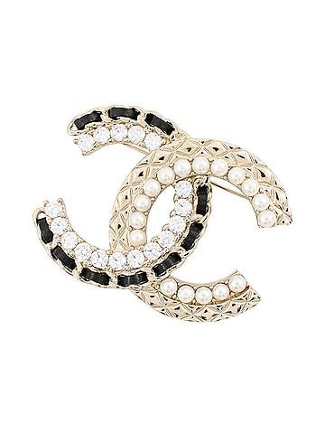 Chanel Chanel Brooch, Coco Mark Rhinestone, Faux Pearl, Lambskin, B25V AB8609 CHANEL Brooch BROACH (view 1)