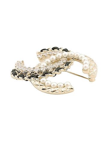 Chanel Chanel Brooch, Coco Mark Rhinestone, Faux Pearl, Lambskin, B25V AB8609 CHANEL Brooch BROACH (view 2)