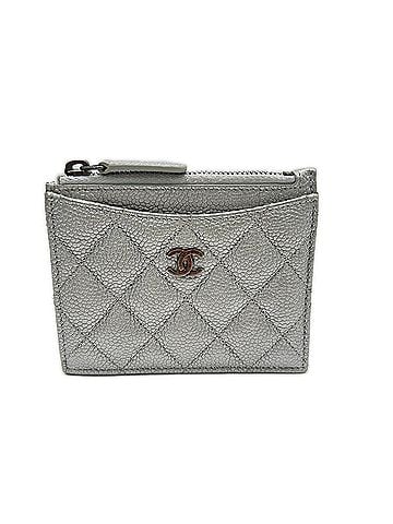 Chanel CHANEL Caviar Skin Matelassé Coco Mark Wallet/Coin Case AP0219 Silver Women's (view 1)