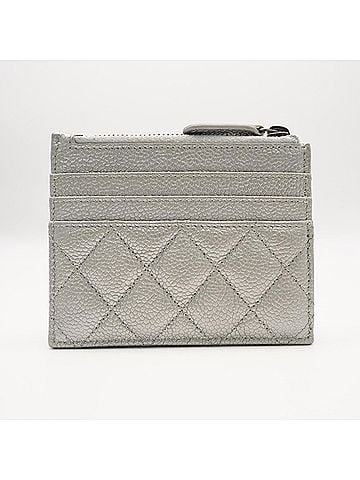 Chanel CHANEL Caviar Skin Matelassé Coco Mark Wallet/Coin Case AP0219 Silver Women's (view 2)