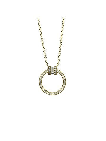 Tiffany & Co. Tiffany Tiffany T Circle Diamond Necklace Yellow Gold (18K) Diamond Women,Men Fashion Pendant Necklace (Gold) (view 1)