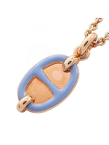 Hermès Hermes Chaine d'Ancre Mini Maillon PM Necklace, Gold Plated (GP), Women's, Gold/Blue Tones (view 1)