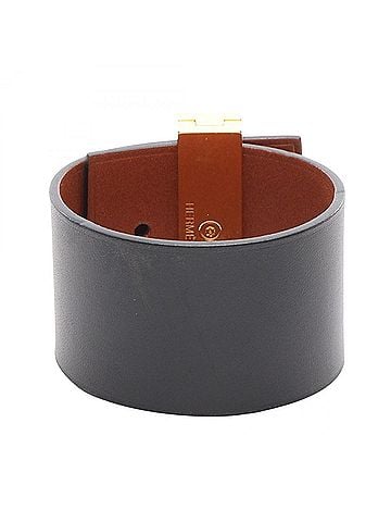 Hermès Hermes Collier de Chien Bangle Accessory, Gold Plated (GP), Veau Swift Leather, Women's, Black/Gold Tone (view 2)