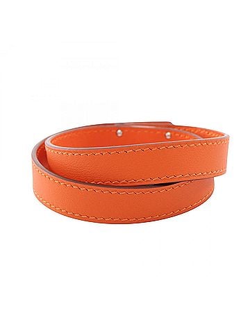 Hermès Hermes Kelly Bracelet Double Tour Accessory Stainless Steel Veau Swift Leather Women's Orange Silver (view 2)