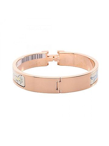Hermès Hermes HERMES Clic Clac PM Free Horse Bangle Accessory Stainless Steel Enamel Women's Gold Tone Ivory Multicolor F10255 (view 2)