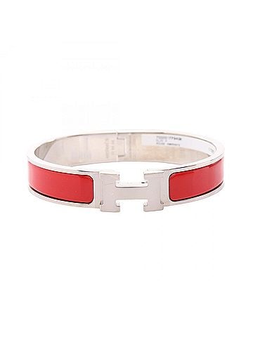 Hermès Hermes HERMES Clic Clac PM Bangle Accessory Stainless Steel Enamel Women's Silver/Red (view 1)