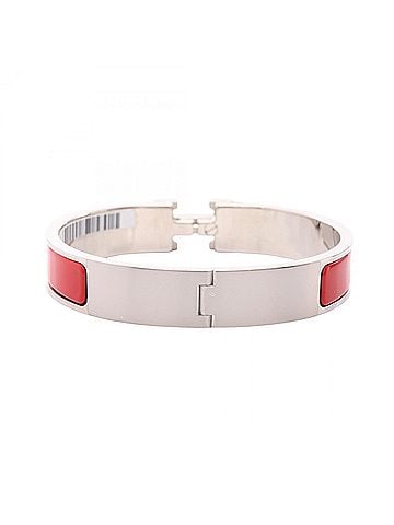 Hermès Hermes HERMES Clic Clac PM Bangle Accessory Stainless Steel Enamel Women's Silver/Red (view 2)