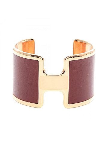 Hermès Hermes Olympe Rouge Bangle Accessory, Calfskin (Cowhide), Gold Plated (GP), Box Calf Leather, Women's, Bordeaux/Gold Tone (view 1)