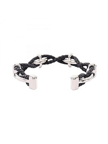 Hermès Hermes HERMES Ege Bangle Accessory Stainless Steel Leather Women's Silver/Black (view 2)