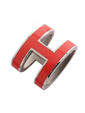 Hermès Hermes POP H pendant top, stainless steel, women's jewelry, red/silver tones. (view 1)