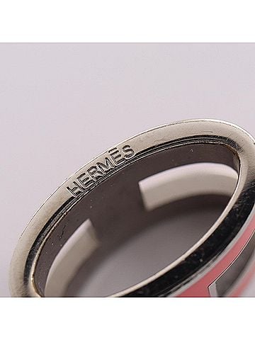 Hermès Hermes POP H pendant top, stainless steel, women's jewelry, red/silver tones. (view 2)