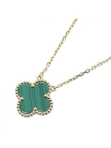 Van Cleef & Arpels Van Cleef &amp; Arpels Vintage Alhambra Malachite Necklace, 18K (Yellow Gold), Malachite, Women's, Gold/Green Tones, VCARO9VA00 (view 1)