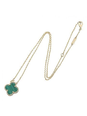 Van Cleef & Arpels Van Cleef &amp; Arpels Vintage Alhambra Malachite Necklace, 18K (Yellow Gold), Malachite, Women's, Gold/Green Tones, VCARO9VA00 (view 2)
