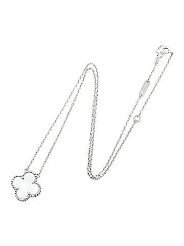 Van Cleef & Arpels Van Cleef &amp; Arpels Vintage Alhambra Mother of Pearl Necklace, 18K White Gold (18KWG), Pearl, Women's, Silver/White Tone, VCARF48700 (view 2)