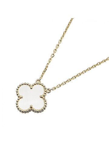 Van Cleef & Arpels Van Cleef &amp; Arpels Vintage Alhambra Necklace, Mother of Pearl 18K (Yellow Gold), Women's, Gold/White Tones, VCARA45900 (view 1)
