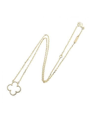 Van Cleef & Arpels Van Cleef &amp; Arpels Vintage Alhambra Necklace, Mother of Pearl 18K (Yellow Gold), Women's, Gold/White Tones, VCARA45900 (view 2)