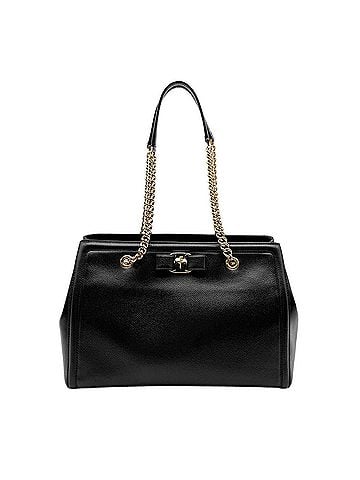 Salvatore Ferragamo Salvatore Ferragamo Vara Ribbon Chain Shoulder Bag, Leather, Black, Women's (view 1)
