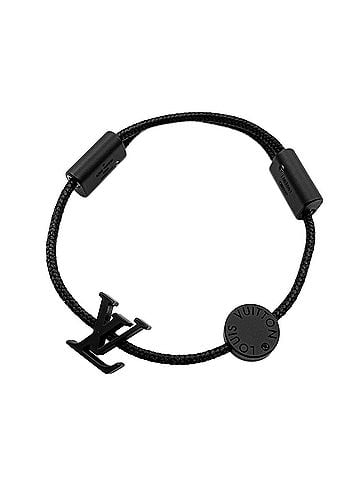 Louis Vuitton LOUIS VUITTON LV Logo Bracelet Supple OnTheGo Monogram M63661 Metal Cotton Black Men's Women's (view 1)