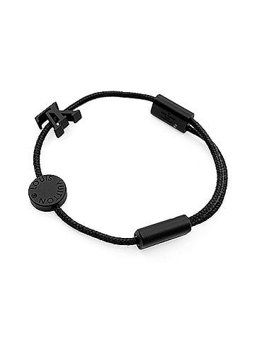 Louis Vuitton LOUIS VUITTON LV Logo Bracelet Supple OnTheGo Monogram M63661 Metal Cotton Black Men's Women's (view 2)