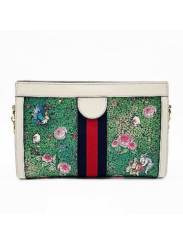 Gucci GUCCI Ophidia Higuchi Yuko Chain Shoulder Bag Rabbit 503877 Leather Green Women's (view 2)