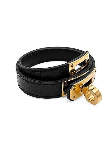 Hermès HERMES Kelly Double Tour Bracelet, Strand, Leather, Metal, Black, Women's (view 2)