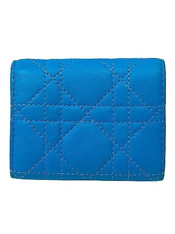 Christian Dior Christian Dior Dior women's wallet, brand name, Caro, trifold leather, blue, compact wallet (view 2)
