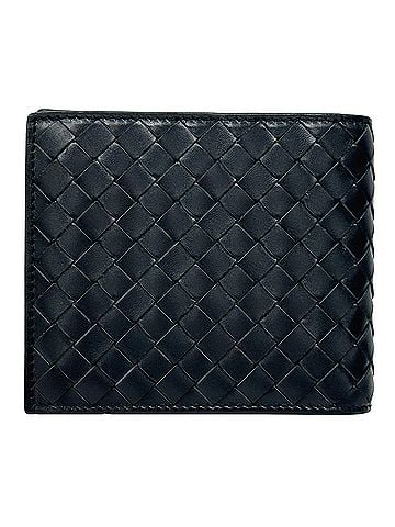 Bottega Veneta Bottega Veneta men's wallet, brand name, Intrecciato weave, bi-fold leather black, compact wallet case. (view 2)