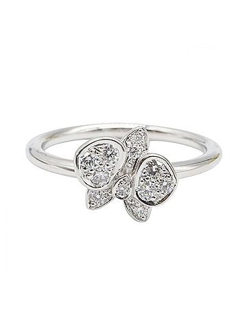 Cartier Cartier Caresse d'Orchidée Diamond Ring - 18K White Gold (18KWG) Women's Silver/Clear Tone (view 2)