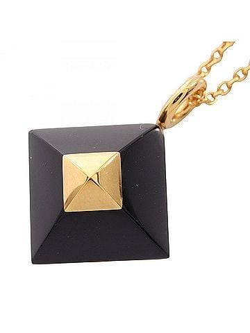 Hermès Hermes Medor Cupid Necklace Jewelry GP (Gold Plated) Women's Black/Gold Tone (view 1)