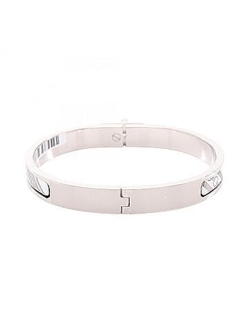 Hermès Hermes Mini Click Kelly PM Honage Tartan et Chaine Bangle Accessory, Stainless Steel Enamel, Women's, Silver/White (view 2)