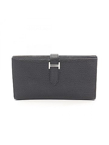 Hermès Hermes Bearn Soufflé Bi-fold Long Wallet, Leather, Chevre Women's, Black (view 1)