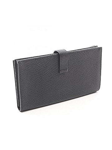 Hermès Hermes Bearn Soufflé Bi-fold Long Wallet, Leather, Chevre Women's, Black (view 2)