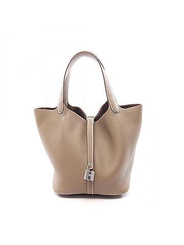 Hermès Hermes Picotin Lock MM Etoupe Handbag, Taurillon Clemence Leather, Women's, Gray, 060991CK (view 1)
