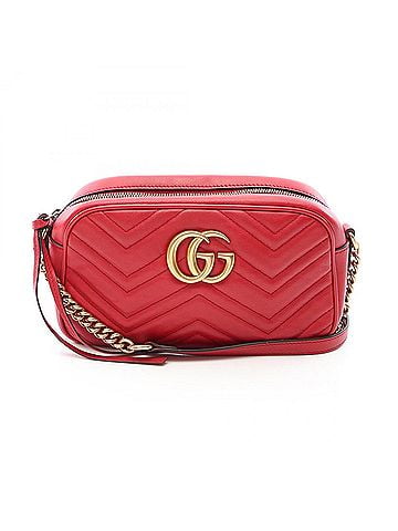 Gucci Gucci GG Marmont Shoulder Bag/Handbag, Leather, Women's, Red, 447632 (view 1)