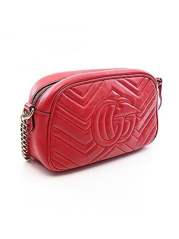 Gucci Gucci GG Marmont Shoulder Bag/Handbag, Leather, Women's, Red, 447632 (view 2)