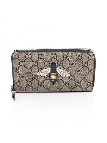 Gucci Gucci GG Supreme Bee Print Round Long Wallet, Leather, Men's, Beige/Brown/Multicolor, 451273 (view 1)